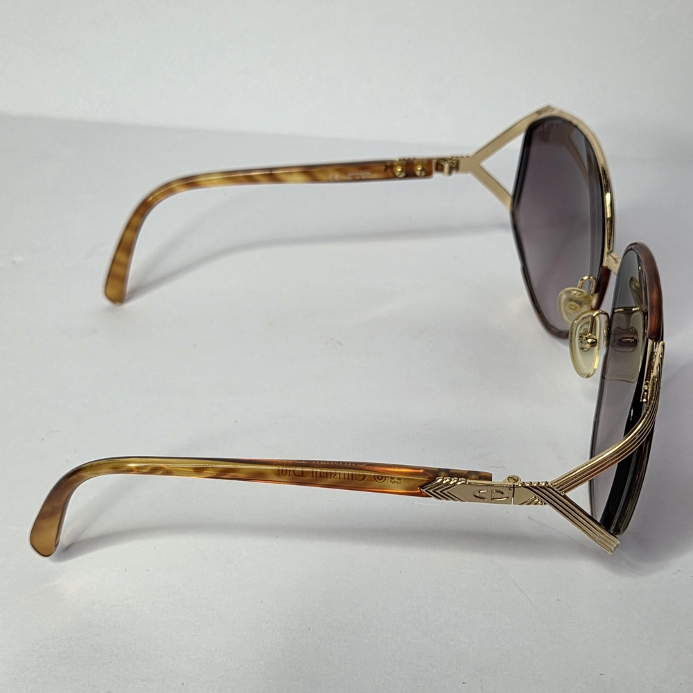 Dior Gradient Brown Shield Sunglasses with Gold Trim - Picture 10 of 15